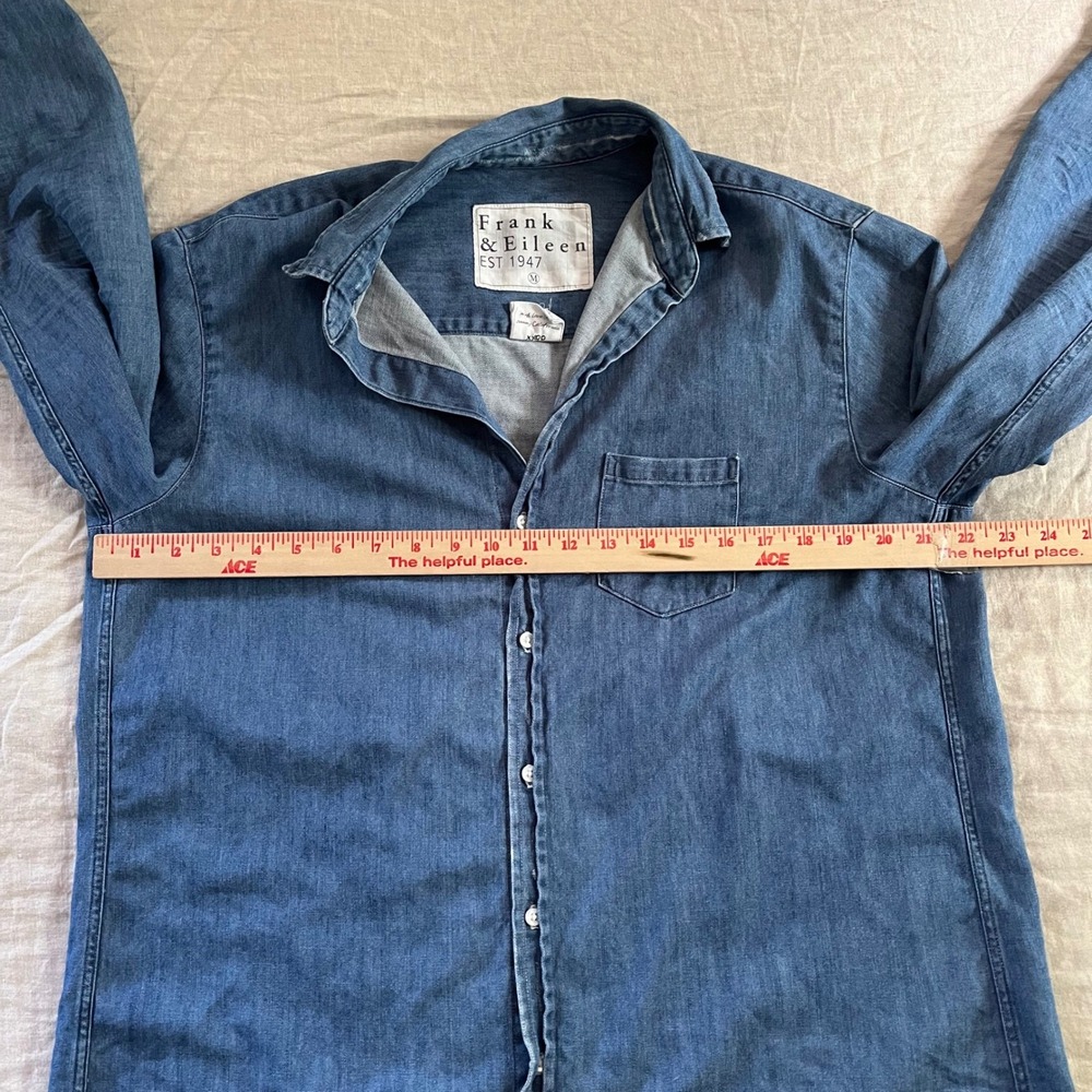 Frank & Eileen Mary Classic Chambray Shirt Dress Medium Blue - Picture 6 of 6